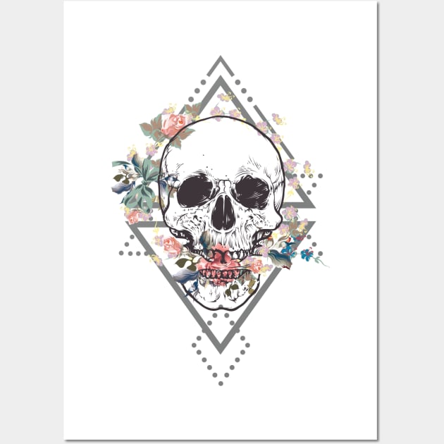 Dead Flowered Skull Wall Art by jobieh shop